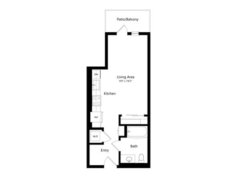 Floor plan for studio, 1 bath, 460 sqft